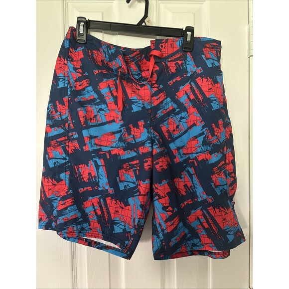 Under Armour Mens Board Shorts 34 Red Blue Loose - Picture 1 of 4